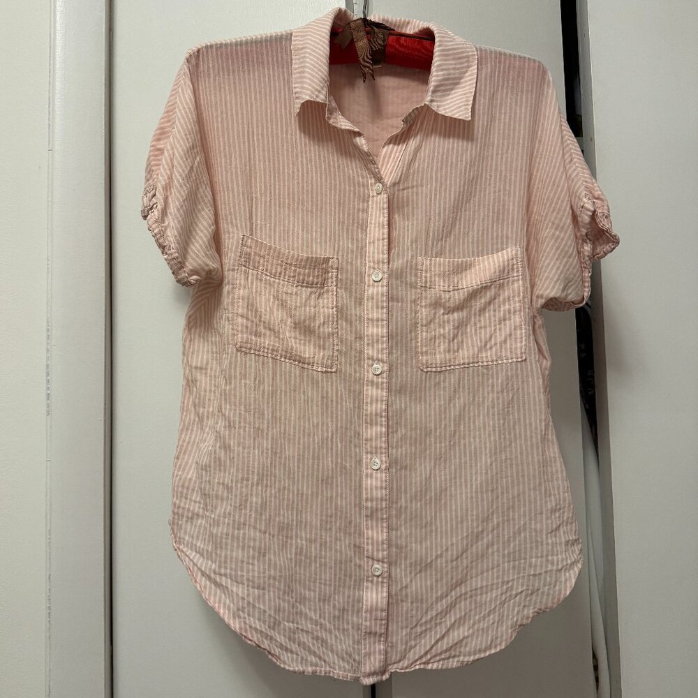 cloth & stone button down shirt, pink & white stripes, xs